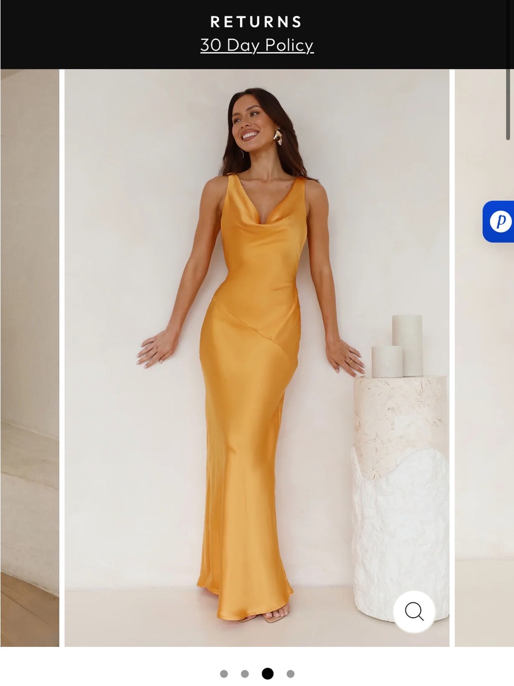 Satin Cowl Neck Maxi Dress in Mustard
